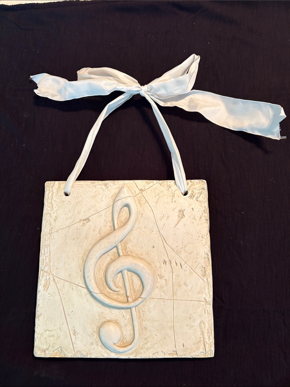 White Musical Treble Clef Wall Plaque by